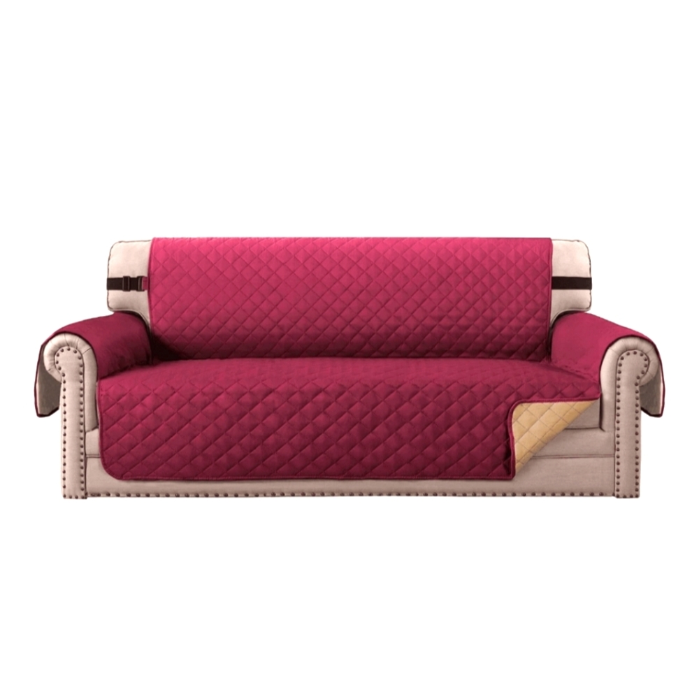 Sofa cover (dual usage) maroon color as shown in images.Slightly used,washed now